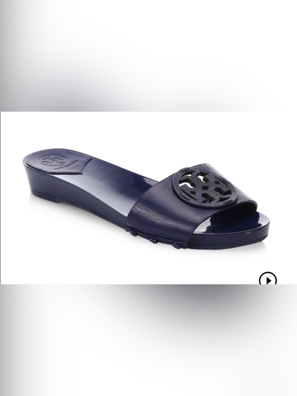 Tory Burch Miller Navy Logo Cutout Slide Sandal